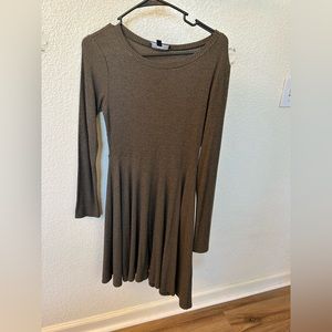 Lulus green A line long sleeve dress